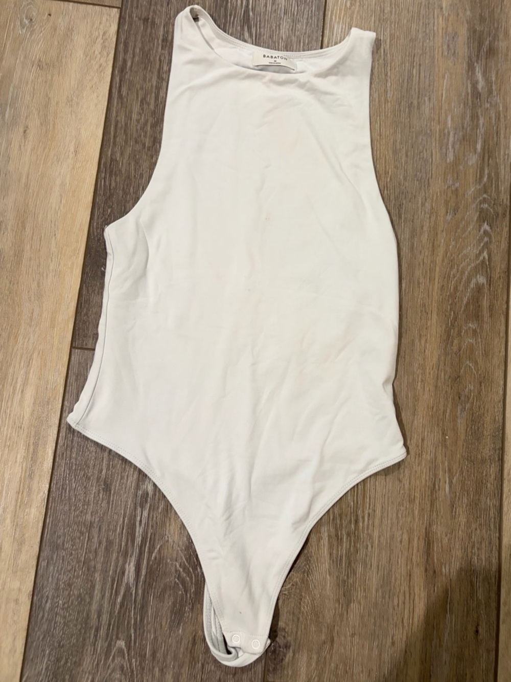 Babaton White High Neck Bodysuit